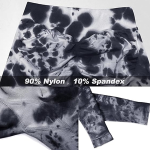 High Waist Printed <b>Leggings</b> Full Length Push Up Sporty Yoga Pants Black Gray Tie Dye Pattern <b>Seamless</b> - Product Image 5