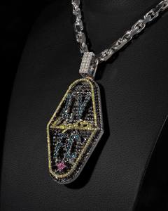 Colgante de Moissanita Bicolor con Número Estilo Hip Hop Iced, Chapado en Oro de 18k sobre Plata de Ley 925, Cadena de Tenis de Moda - Product Image 1