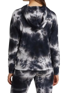 Sweat-shirt à capuche personnalisé pour femme, tie-dye, bleu marine, noir, motif marbré, en coton French Terry, avec poche kangourou, vente en gros OEM - Product Image 4