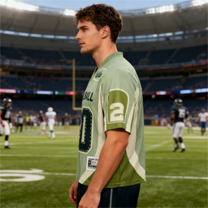 Maillot de football américain vintage unisexe personnalisé OEM à séchage rapide, manches courtes, léger, en polyester, style Letterman, coupe oversize, pour le sport - Product Image 3