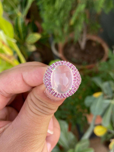 Natural Rose Quartz Rhodolite <b>Garnet</b> Cocktail <b>Ring</b> 925 Sterling <b>Silver</b> Fine Jewelry OEM ODM Wholesale Supplier - Product Image 2