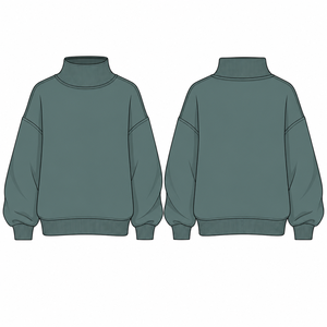Sweat-shirt oversize à col montant pour femme, vert sauge, pull personnalisé avec logo, fabricant - Product Image 2