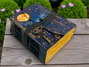 Herb Heritage Moon Phase Leather <b>Journal</b> Key Personalized Grimoire Notebook 200 Sheets Sewing Bound Handmade Vintage <b>Diary</b> - Product Image 3