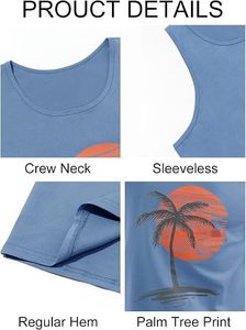 เสื้อกล้ามคอกลมสีฟ้าอ่อนพิมพ์ลายสำหรับผู้ชาย ผ้าโพลีเอสเตอร์ 100% ระบายอากาศได้ดี เป็นมิตรกับสิ่งแวดล้อม สปอร์ต ทอจากผ้าทอ ย้อมสีแบบย้อมเส้นด้าย แห้งเร็ว - Product Image 2