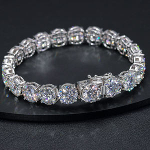 Luxury Round Brilliant Cut Diamond <b>Chain</b> Bracelet Claw Setting Unisex Everyday Wear - Product Image 2