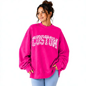 <b>Womens</b> Oversized Mock Neck Sweatshirt Fleece Gingham Block Detail Custom Textile Contrast Pullover Soft <b>Winter</b> Casual <b>Top</b> - Product Image 1