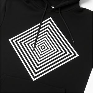 Sudadera con Capucha Negra Oversize con Estampado Geométrico Cuadrado Personalizado, Transpirable, de Gran Peso, Tallas Grandes, Diseño OEM para Invierno - Product Image 3