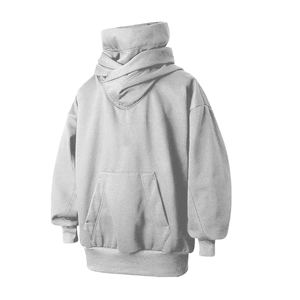 Sweat à capuche surdimensionné pour homme de haute qualité, personnalisé, style hip-hop streetwear, avec broderie et col roulé intégré - Product Image 4