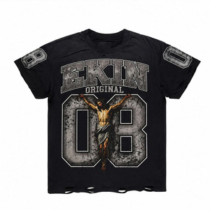 Chemise streetwear hip-hop personnalisée, mode urbaine, vêtements pour hommes, jersey de football américain noir surdimensionné respirant en mesh - Product Image 1