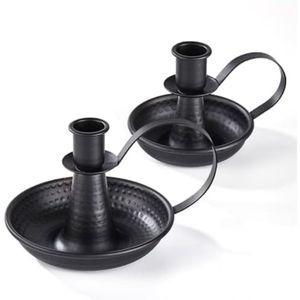 Support de bougie en fer forgé noir mat en gros avec boucle de maintien, porte-bougie décoratif pour exportation - Product Image 2