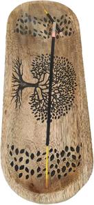 Porte-encens en bois massif fabriqué à la main en Inde avec plaque en laiton et trous d'aération pour une combustion propre, disponible à la vente - Product Image 5