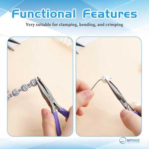 Purple Stainless Steel Mini Needle Nose <b>Pliers</b> <b>Set</b> 2pcs Jewelry Chain Nose Small Craft Tool Smooth Jaw Comfort Grip Wire Bending - Product Image 2
