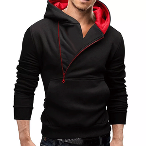 Sudadera con capucha personalizada para hombre, de algodón grueso, estilo oversize, con cremallera media, forro polar, estilo urbano, con bolsillo canguro - Product Image 2