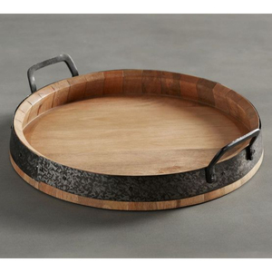 Bandeja de Servir de Madera Maciza con Bordes Festoneados, Bandeja Decorativa con Patrón de Mandala Tallado a Mano Artesanal, con Asas Integradas - Product Image 3