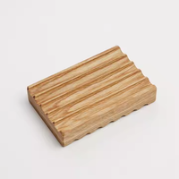 Tempat Sabun Kayu Persegi Bambu dengan Desain Bunga/Tanaman Hijau-Aksesori Kamar Mandi Minimalis Vintage Terinspirasi Zen