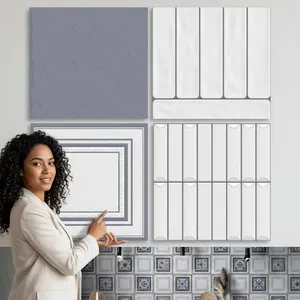 Carreaux muraux émaillés sculptés de qualité commerciale 300x300mm, texture porcelaine de luxe pour projets immobiliers et halls d'appartements - Product Image 4