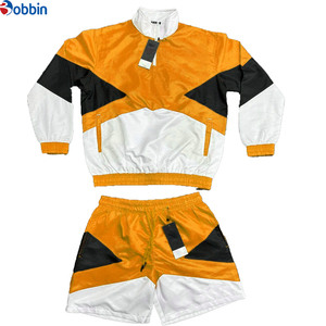 Conjunto Deportivo de Nylon Transpirable y Cómodo, Estilo Hip Hop, Chaqueta Corta con Cierre y Parches con Logotipo Personalizado, Pantalones Cortos Deportivos - Product Image 1