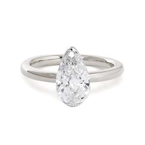 Unique Two Tone 14K Gold 2ct Pear Cut Lab Grown Diamond <b>Ring</b> Modern Half Bezel Setting Engagement <b>Ring</b> significant luxury <b>Ring</b> - Product Image 4