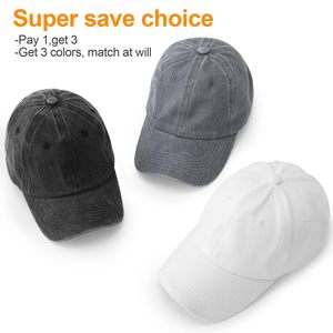 3 Packs Washed-Cotton Plain Baseball Cap, Vintage Adjustable Dad <b>Hats</b> Gift for Men/Women, Unstructured - Product Image 2