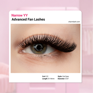 CharmLash YY Lash Supply ขายส่งขนตาไหมรัสเซียแบบผสมความยาว YY Fans นุ่ม เบา สีดำเข้ม สำหรับต่อขนตาแบบคลาสสิก - Product Image 1