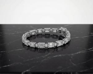 Bracelet à maillons en diamant de laboratoire taille émeraude or rose, argent sterling, classique, élégant, intemporel, luxe, cadeau pour femme, mariage, fête - Product Image 2
