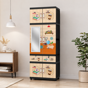 Armario/Guardarropa Naiba Fit Pro de Plástico con Puertas Planas Tipo Libro/Cafetera, Espejo y Cajón para Almacenamiento de Ropa y Dormitorio - Product Image 1