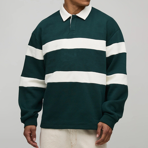 Polo de Manga Larga Personalizado de Alta Calidad, Transpirable, con Cuello a Rayas de Rugby, para Hombre, Liso, Teñido, con Impresión Digital - Product Image 1