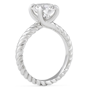 Bague minimaliste torsadée avec diamant de laboratoire rond de 2,08 carats, or blanc 10K 14K 18K, bague solitaire à taille brillante, bijoux fins sur mesure - Product Image 2