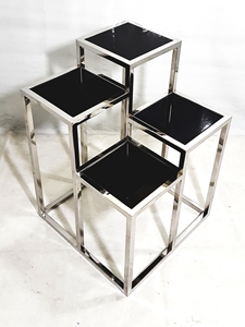 Gold PVD Metal Coffee <b>Table</b> Modern Multi-Tier <b>Side</b> <b>Table</b> Simple Design <b>Black</b> Glass Top Home Office & Living Room Furniture - Product Image 5