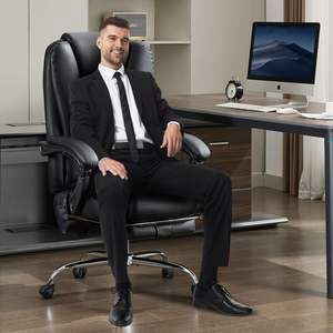 Executive <b>Office</b> <b>Chair</b> with Massage <b>Heat</b> & Vibration Features Padded Armrests & Reclining Backrest Wheels 6V Foot Rest Wheels - Product Image 2