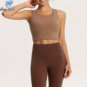Women's Simple Sleeveless Yoga Sports <b>Bra</b> High for Breathable Crisscross <b>Straps</b> Front Logo Plus Size Gym Workout Activewear - Product Image 2