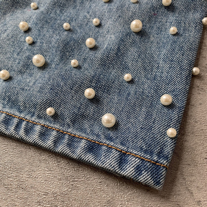 กางเกงยีนส์ทรงหลวมแบบวินเทจสำหรับผู้ชาย สไตล์ OEM พร้อมโลโก้แบบกำหนดเอง  ผ้าหนา  ตกแต่งลายปะติด  ทรงสลิมฟิต  ไซส์ใหญ่พิเศษ - Product Image 5