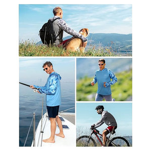 Футболка-худи для рыбалки с отверстиями для больших пальцев, защита от солнца UPF 50, камуфляж, длинный рукав, быстросохнущая, легкая, дышащая, для активного отдыха - Product Image 5