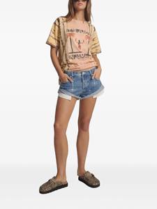 Shorts en jean skinny taille mi-haute pour femme, décontractés, d'été, avec fermeture boutonnée, délavage clair personnalisé, 100% denim - Product Image 2