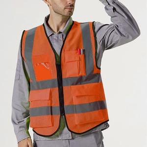 Chaleco de seguridad ejecutivo de alta visibilidad con diseño reflectante y múltiples bolsillos para herramientas y dispositivos móviles, equipo para trabajadores de obras de construcción - Product Image 3