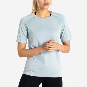 Custom Logo Printed Regular Fit Tshirts Wholesale Fitness Clothing Slim Fit Blank <b>Top</b> Women Fitness T-shirts - Product Image 1