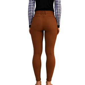Culotte d'équitation marron foncé pour femme, taille haute, extensible, avec grip aux genoux, pour l'entraînement et la compétition - Product Image 2