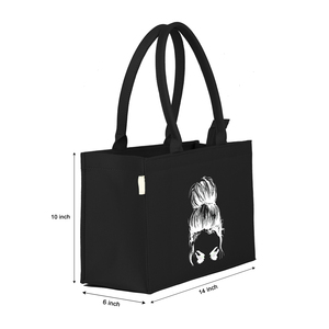 Promotion d'usine : Sac fourre-tout en toile de coton noir vierge personnalisable avec support pour logo sur mesure - Product Image 5