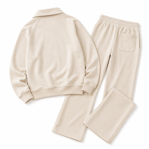 Ensemble de survêtement pour femme, pull oversize à quart de zip, pantalon large, logo personnalisé, tenue décontractée et active, vente en gros, fournisseur OEM - Product Image 4