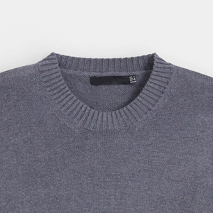 Pull en maille à col rond pour homme, couleur unie, coupe classique, pull décontracté pour l'automne, 100% coton, pulls pour hommes - Product Image 3