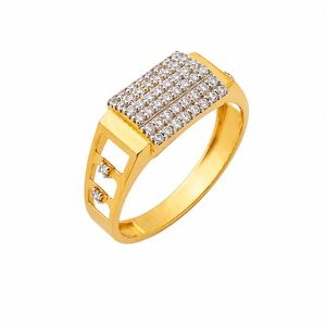 Solid 18K Gold <b>Mens</b> Diamond Multi Row Cluster <b>Ring</b> Rectangular Micro Pave Geometric High Polish Statement Wedding Party Daily - Product Image 2