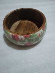 Bol à salade artisanal exclusif en bois émaillé avec cuillère, ensemble de vaisselle décorative de luxe pour la cuisine moderne - Product Image 1