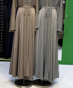 Modern High Quality Abaya Stone Work Handmade Sequined Arabic Dubai Style Full Flare Nida Fabric Evening Party Dress - Product Image 2