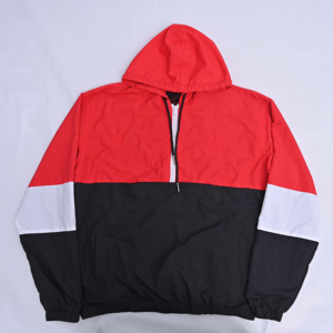 Conjunto Deportivo Unisex Cortavientos con Capucha, Bloques de Color Rojo, Negro y Blanco, Manga Larga, Estilo Deportivo, Ropa de Otoño, Talla Adulto, Corte Regular - Product Image 4