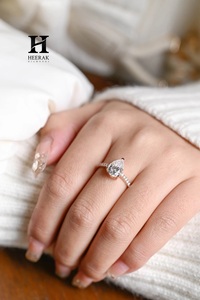 Anillo de Compromiso de Lujo con Diamante Cultivado en Laboratorio, Corte Pera, Oro Blanco de 14K, Halo Oculto, Anillo Solitario, Joyería de Boda con Diamante en Forma de Lágrima - Product Image 5