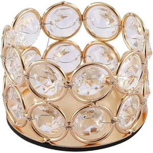 Set di 2 Portacandele in Cristallo Dorato, Lampada da Tavolo Rotonda per Soggiorno con Eleganti Contenitori per Candele - Product Image 1