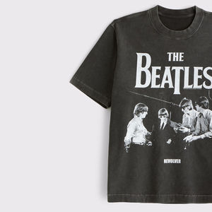T-shirt pour homme à col rond et manches courtes imprimé The Beatles Revolver, 100% coton, coupe ample, respirant, effet délavé vintage, noir - Product Image 4