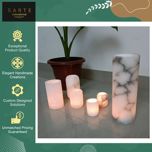 High Quality Luxury Onyx Alabaster <b>Marble</b> Custom Eco-Friendly Candle <b>Jar</b> Stone Lanterns Candle Holders for Tea Lights Home - Product Image 4