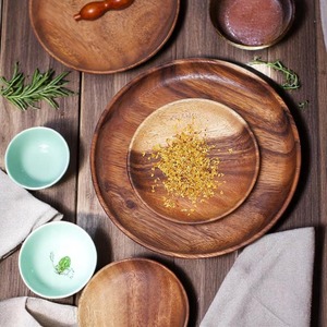 Assiettes à riz en bois d'acacia de haute qualité personnalisées, emballage de qualité supérieure, vaisselle solide polie écologique - Product Image 3