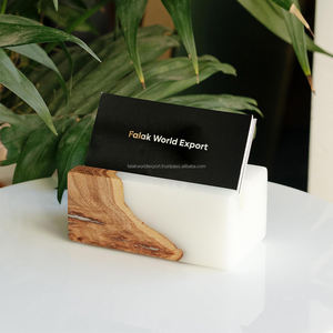 Porte-cartes en bois d'acacia poli léger, logo personnalisé de luxe, couleur personnalisée, étui pour cartes de visite, porte-nom par FWE - Product Image 2